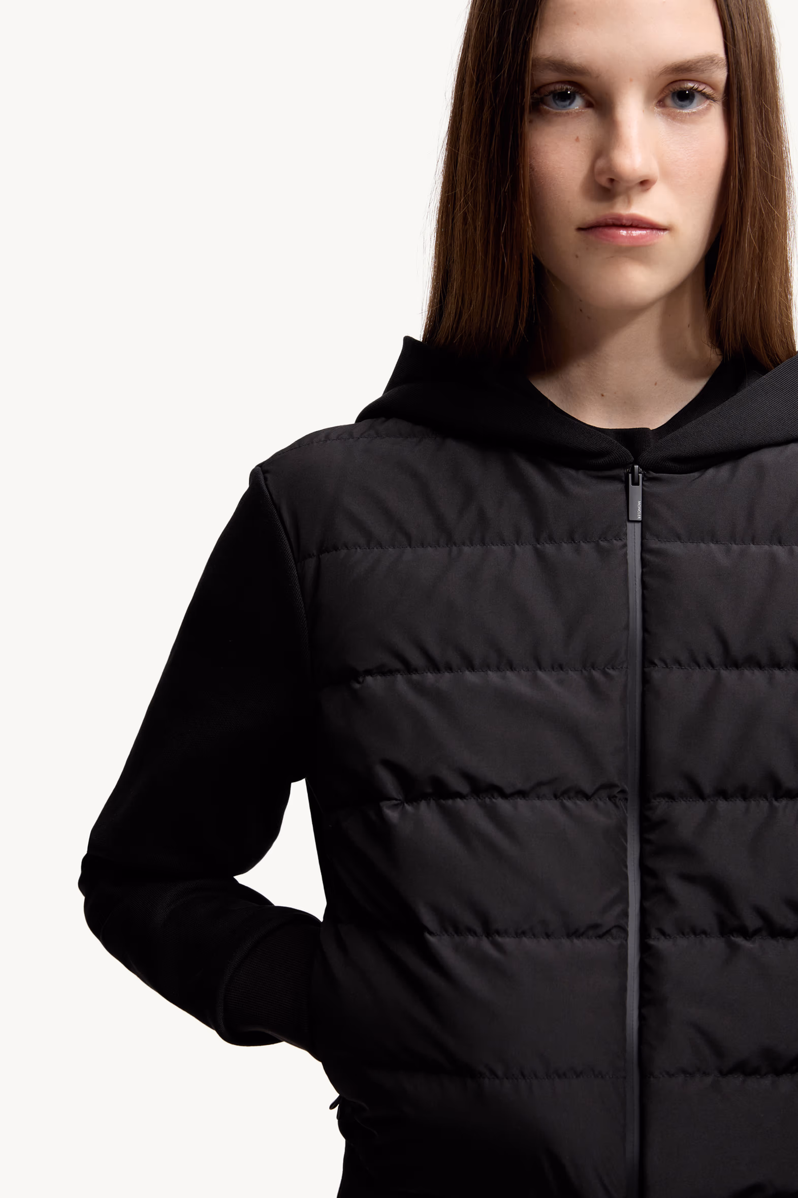 Padded Cotton Zip-Up Hoodie Women Black Moncler 6